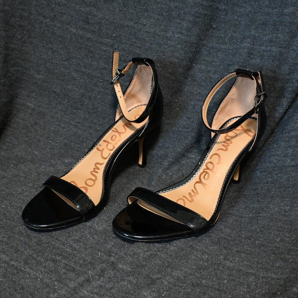 Sam Edelman Women's 5.5 Patti Ankle Strap Heel Sandals Open Toe Buckle Black